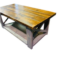 Load image into Gallery viewer, Rustic Farmhouse Coffee Table: Gray & Provincial Brown, X Accent