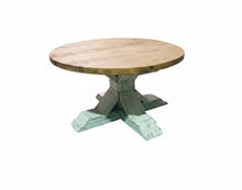 Load image into Gallery viewer, Rustic Farmhouse Coffee Table Set: Distressed White Pedestal Base