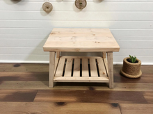 Load image into Gallery viewer, Rustic Wooden Accent Table – Weathered Oak Finish with Shelf
