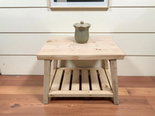 Load image into Gallery viewer, Rustic Wooden Accent Table – Weathered Oak Finish with Shelf