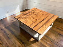 Load image into Gallery viewer, Square Coffee Table Farmhouse Wood Rustic Living Room Distressed White Handmade Furniture Table