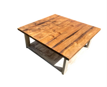 Load image into Gallery viewer, Square Coffee Table Farmhouse Wood Rustic Living Room Distressed White Handmade Furniture Table