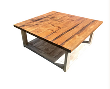 Load image into Gallery viewer, Square Coffee Table Farmhouse Wood Rustic Living Room Distressed White Handmade Furniture Table
