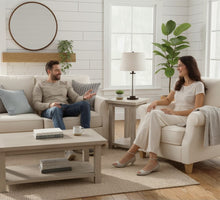 Load image into Gallery viewer, Farmhouse End Tables Set: Distressed White & Gray Wooden Side Tables