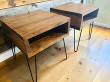 Load image into Gallery viewer, Modern Wood End Table Set Hairpin Legs Nightstand Side Tables Rustic Bedroom Storage