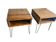 Load image into Gallery viewer, Modern Wood End Table Set Hairpin Legs Nightstand Side Tables Rustic Bedroom Storage