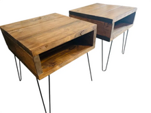Load image into Gallery viewer, Modern Wood End Table Set Hairpin Legs Nightstand Side Tables Rustic Bedroom Storage