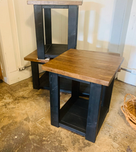 Load image into Gallery viewer, Farmhouse Coffee Table and End Tables Set: Black Base, Provincial Top