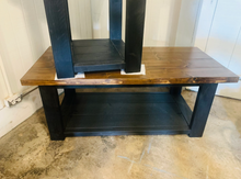 Load image into Gallery viewer, Farmhouse Coffee Table and End Tables Set: Black Base, Provincial Top