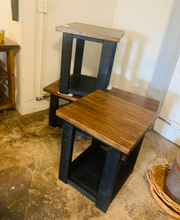 Load image into Gallery viewer, Farmhouse Coffee Table and End Tables Set: Black Base, Provincial Top
