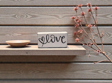Load image into Gallery viewer, Rustic Love Wooden Block Sign, Farmhouse Shelf Decor, Minimal Black & White Wood Decor