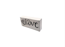 Load image into Gallery viewer, Rustic Love Wooden Block Sign, Farmhouse Shelf Decor, Minimal Black & White Wood Decor
