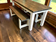 Load image into Gallery viewer, Farmhouse Dining Table Set 6ft Rustic Kitchen Bench Solid Wood Handmade Furniture