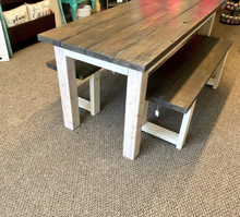 Load image into Gallery viewer, Farmhouse Dining Table Set 6ft Rustic Kitchen Bench Solid Wood Handmade Furniture