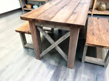 Load image into Gallery viewer, Farmhouse Table Set Small Dining Kitchen Bench Rustic Wood Compact Breakfast Nook Furniture