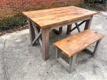 Load image into Gallery viewer, Farmhouse Table Set Small Dining Kitchen Bench Rustic Wood Compact Breakfast Nook Furniture