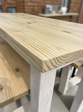 Load image into Gallery viewer, 6-Foot Narrow Farmhouse Dining Table Set: Rustic Wood Table & Benches