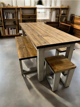 Load image into Gallery viewer, Rustic Farmhouse Dining Table Set: Provincial Brown, Bench Seating