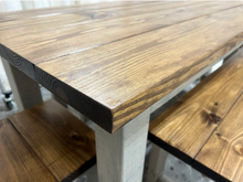 Load image into Gallery viewer, Rustic Farmhouse Dining Table Set: Provincial Brown, Bench Seating