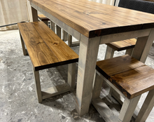 Load image into Gallery viewer, Rustic Farmhouse Dining Table Set: Provincial Brown, Bench Seating