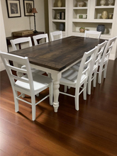 Load image into Gallery viewer, 7-Foot Rustic Farmhouse Dining Table with Turned Legs: Dark Walnut Top