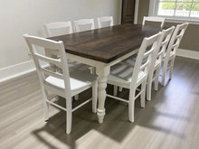 Load image into Gallery viewer, 7-Foot Rustic Farmhouse Dining Table with Turned Legs: Dark Walnut Top