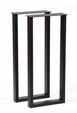 Load image into Gallery viewer, Industrial Farmhouse Entryway Table: Dark Walnut Top & Black Metal Legs