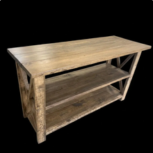 Load image into Gallery viewer, Rustic Wooden Buffet Table: Farmhouse Console Table, Brown Walnut Stain