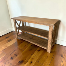 Load image into Gallery viewer, Rustic Wooden Buffet Table: Farmhouse Console Table, Brown Walnut Stain