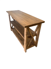 Load image into Gallery viewer, Rustic Wooden Buffet Table: Farmhouse Console Table, Brown Walnut Stain