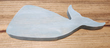 Load image into Gallery viewer, Whale Sign - Wooden Cutout - Vintage Aqua and Gray Beach Decor