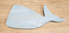 Load image into Gallery viewer, Whale Sign - Wooden Cutout - Vintage Aqua and Gray Beach Decor