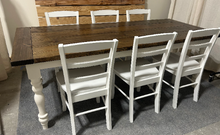 Load image into Gallery viewer, 7-Foot Rustic Farmhouse Dining Table with Turned Legs: Dark Walnut Top