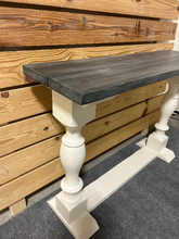 Load image into Gallery viewer, Farmhouse Entryway Table - Console, Sofa Table - Antique White, Carbon Gray Whitewash Top - Wooden Rustic Farmhouse Style