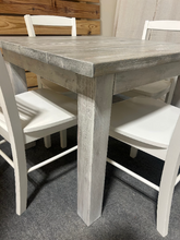 Load image into Gallery viewer, Square Farmhouse Table - With Chair Option - Small Dining Table - Wooden Nook Table Set - Gray White Wash, Distressed White