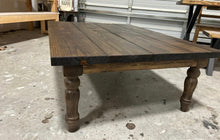 Load image into Gallery viewer, Large Farmhouse Turned Leg Coffee Table (Dark Walnut)