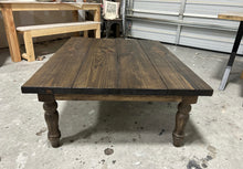 Load image into Gallery viewer, Large Farmhouse Turned Leg Coffee Table (Dark Walnut)
