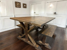 Load image into Gallery viewer, 6ft Classic Trestle Table With Benches (All Dark Walnut)