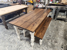 Load image into Gallery viewer, 6-Foot Narrow Farmhouse Dining Table Set: Provincial Brown Top, White Turned Legs