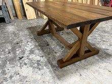 Load image into Gallery viewer, Farmhouse Table With Trestle Base and Chair Option, 6ft Stained Dining and Pedestal Kitchen Set, Wooden Table