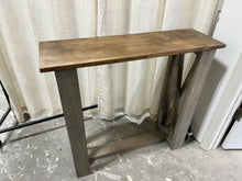 Load image into Gallery viewer, Rustic Farmhouse Console Table: Gray X-Style Legs, Provincial Brown Top