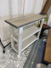 Load image into Gallery viewer, Rustic Farmhouse Bookcase: Gray Top, White Base Wooden Shelving
