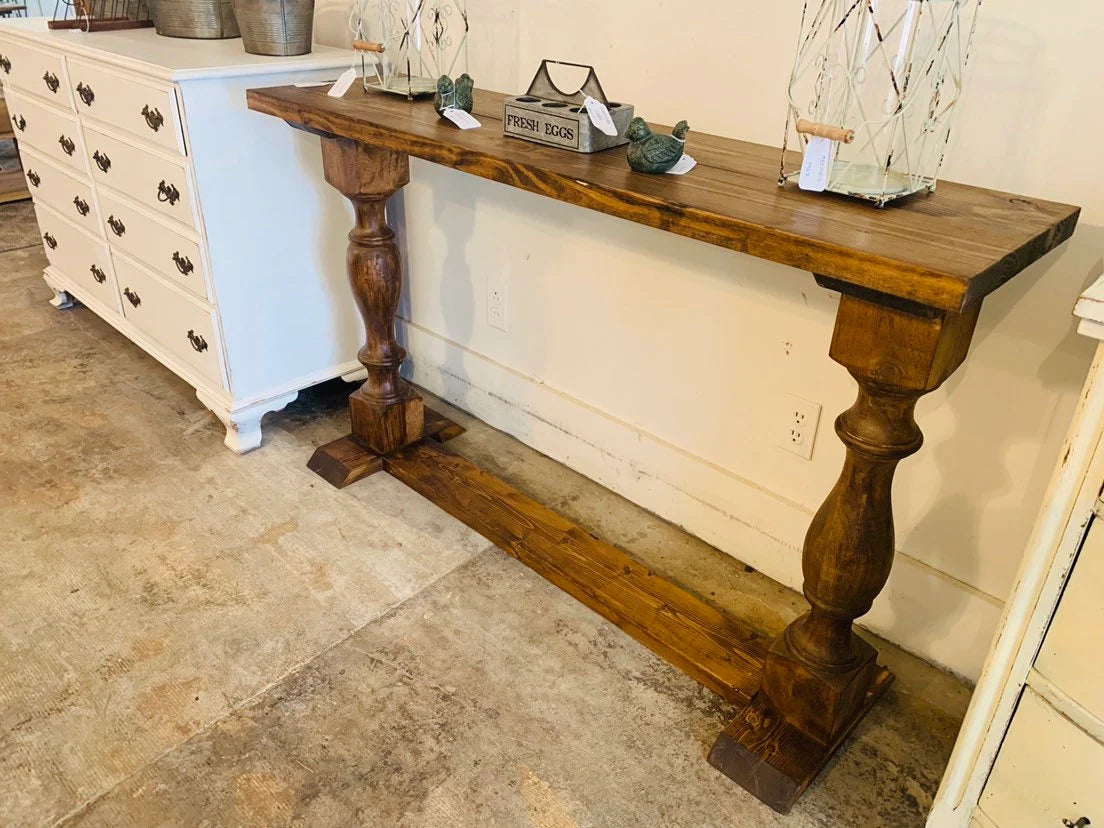 5ft Turned Leg Entryway Table (Provincial Brown) Curbside Treasures LLC