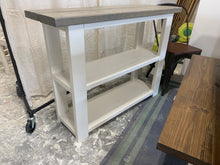 Load image into Gallery viewer, Rustic Farmhouse Bookcase: Gray Top, White Base Wooden Shelving