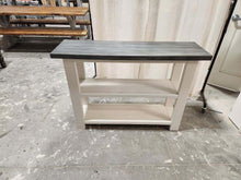 Load image into Gallery viewer, Handcrafted Carbon Gray Console Table: Whitewash Top, Antique White Base