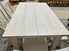 Load image into Gallery viewer, White Dining Table Set - Chair and Bench Combo - Marshmallow White, Antique White - Coastal Farmhouse Kitchen Table Set