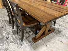 Load image into Gallery viewer, Farmhouse Table With Trestle Base and Chair Option, 6ft Stained Dining and Pedestal Kitchen Set, Wooden Table