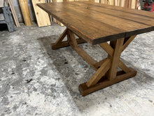 Load image into Gallery viewer, Farmhouse Table With Trestle Base and Chair Option, 6ft Stained Dining and Pedestal Kitchen Set, Wooden Table