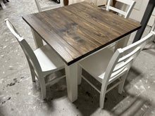 Load image into Gallery viewer, Rustic Square Farmhouse Table - With Chairs - Handcrafted from Wood - Perfect for Intimate Gatherings