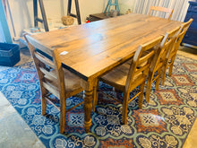 Load image into Gallery viewer, 7-Foot Farmhouse Table with Bench: Handmade Wooden Dining Set